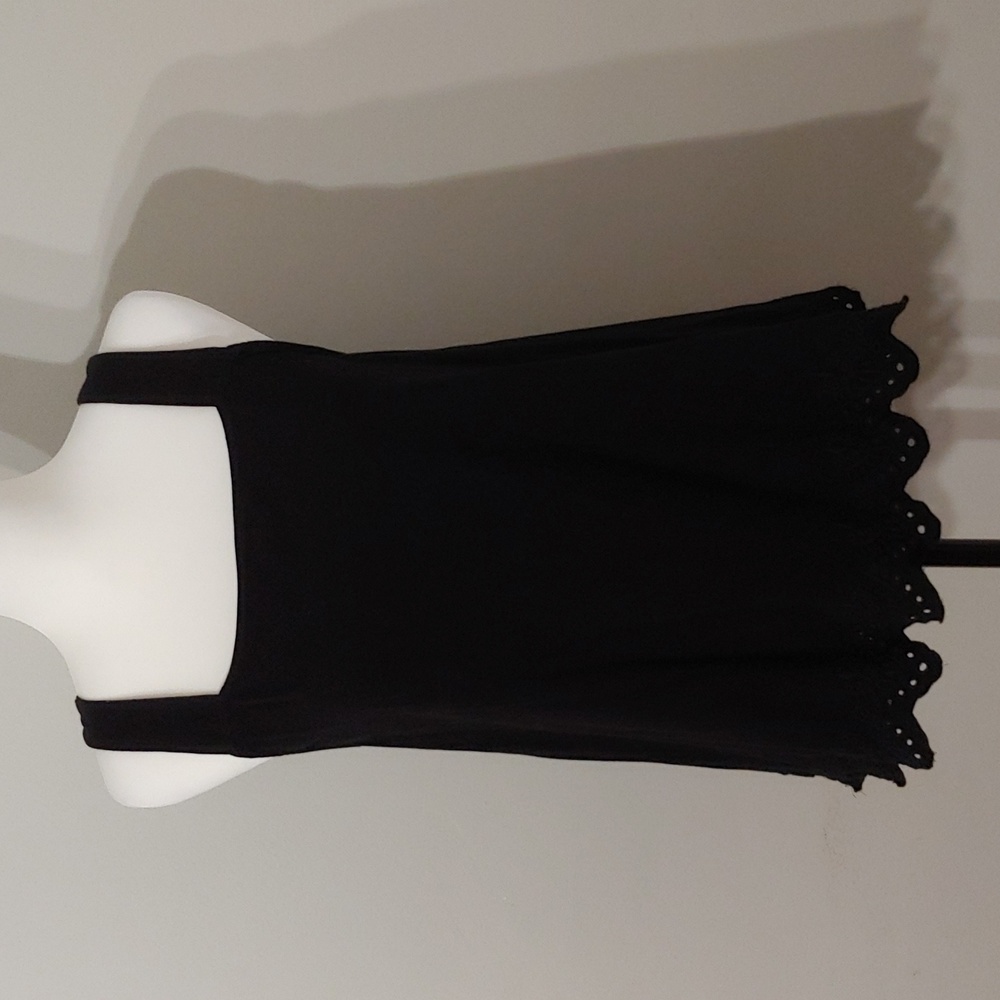 LOFT Outlet black square neck embroidered hem camisole top